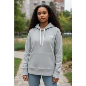 The North Face Women’s Hoodie Pullover Gray Size M Drawstring Logo Sweatshirt